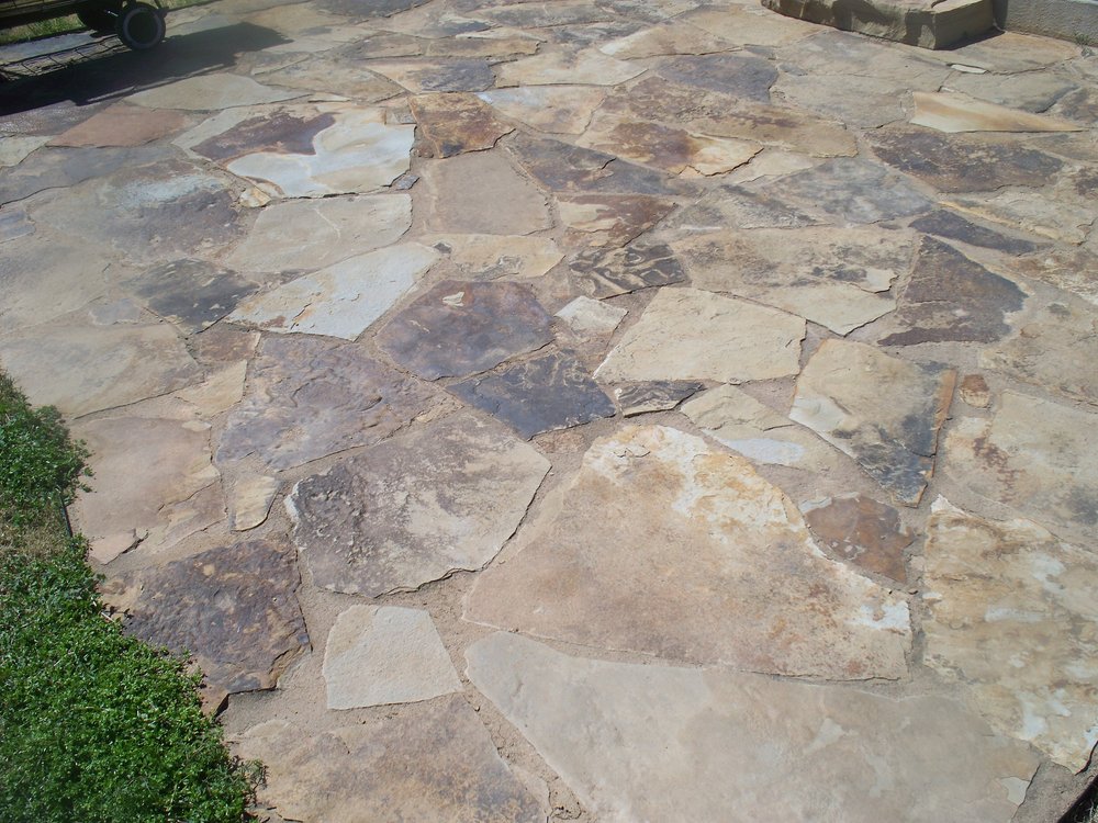 Installed flagstone surface