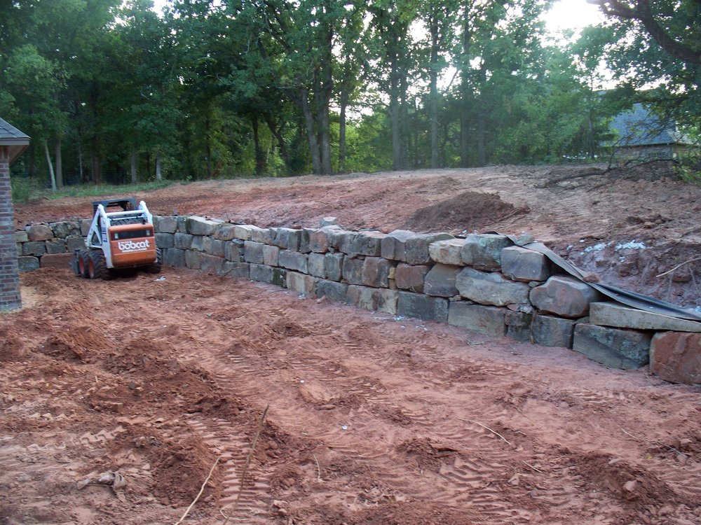 Retaining wall work in progress